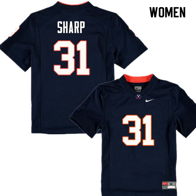 Women #31 Chris Sharp Virginia Cavaliers College Football Jerseys Sale-Navy